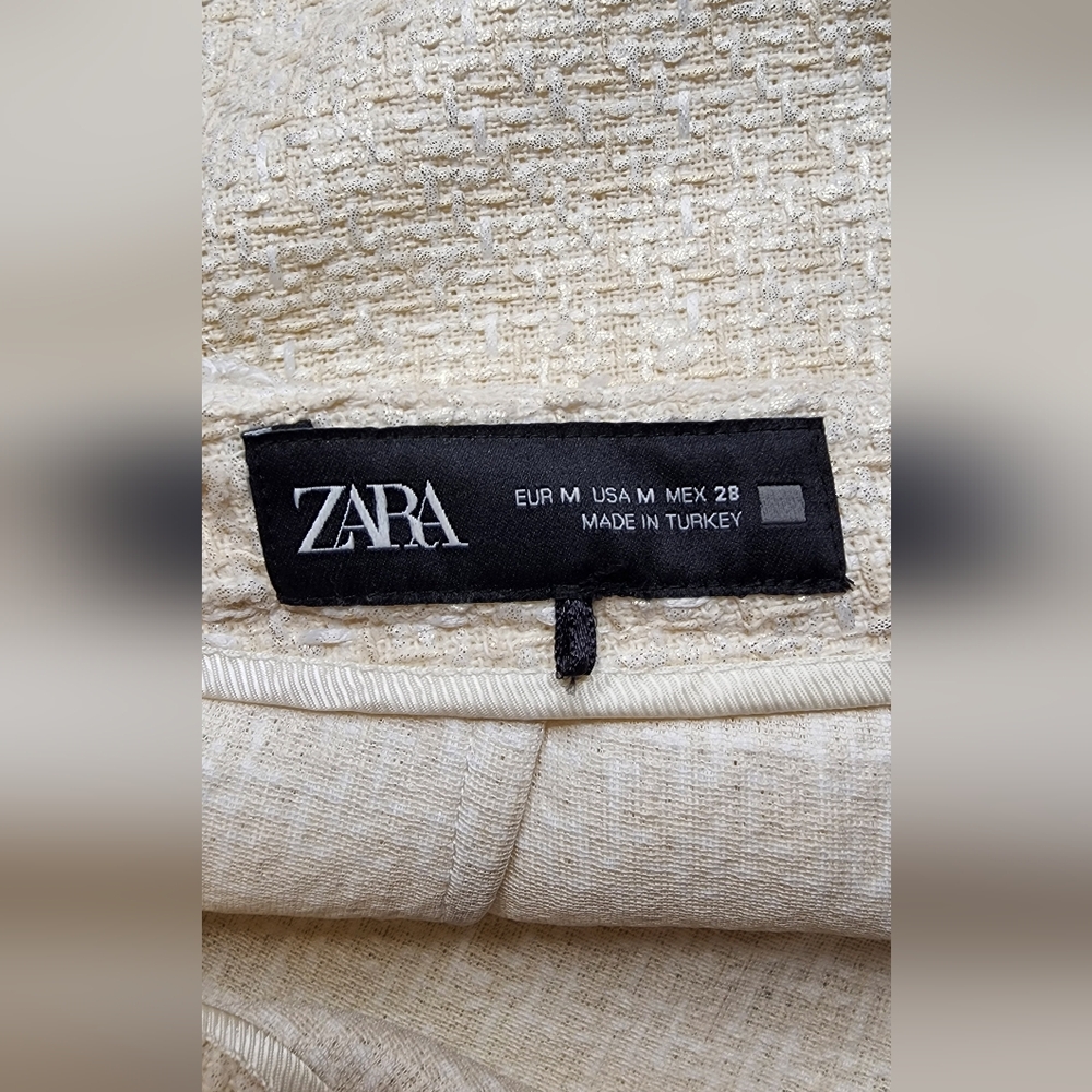 Zara 2024 Collection Ivory Textured Tweed Blazer Short Set - Picture 12 of 14